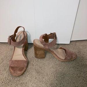 Steve Madden pink suede strap wedge sandals